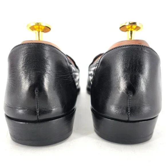 Vintage Bragano Cole Haan Italy Black Woven Leather Tassel Loafer Dress Shoes 8M - Picture 5 of 11